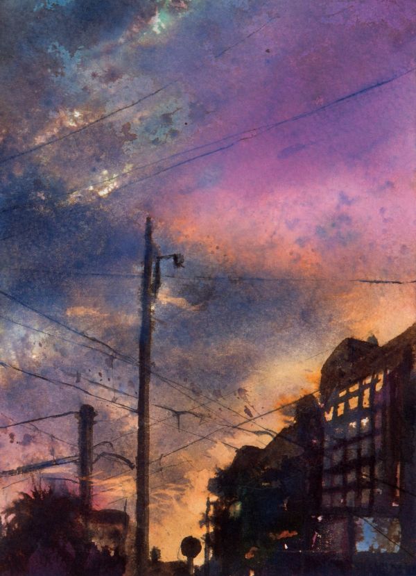 Apres la Pluie (Athens), 2025, Ink on paper, 18 x 24 cm.