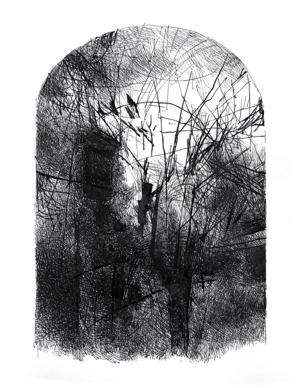 Fade ("Absentpaedia" series), 2021, Ink on paper, 27 x 35 cm.