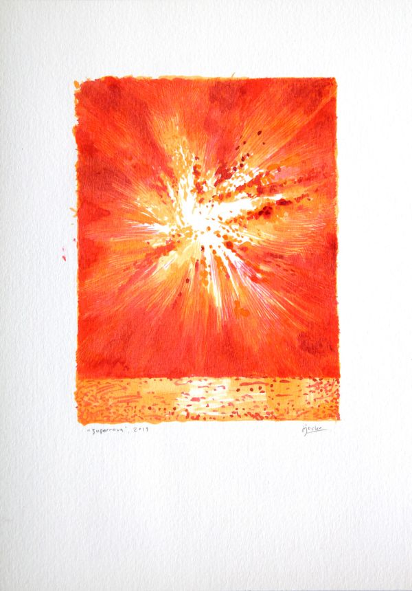 Supernova, 2019, Ink on paper, 24 x 30 cm.