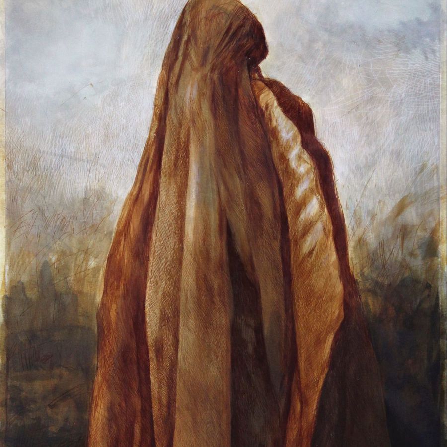 Coşkun Sami, "Veil", 2022, Mixed media on paper, 70 x 50 cm.