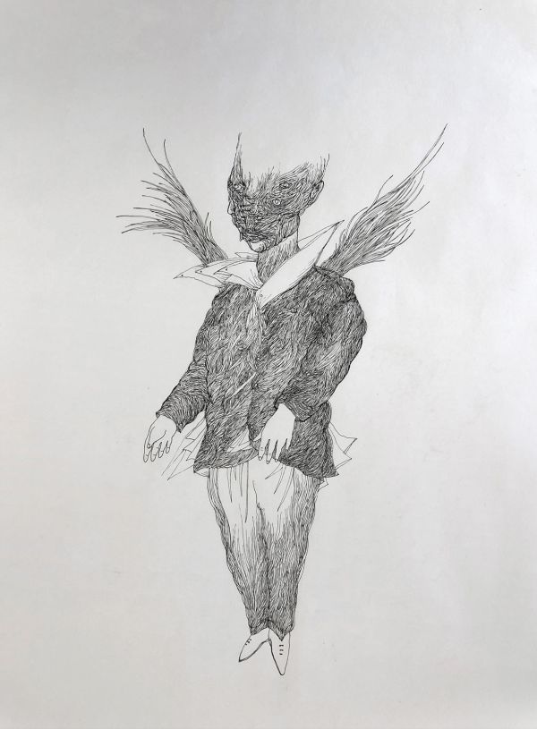 Man III, 2023, Ink on paper, 82,5 x 59 cm.