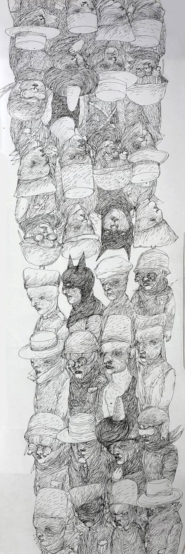 Upside Down, 2024, Ink on paper, 98,5 x 36,5 cm.