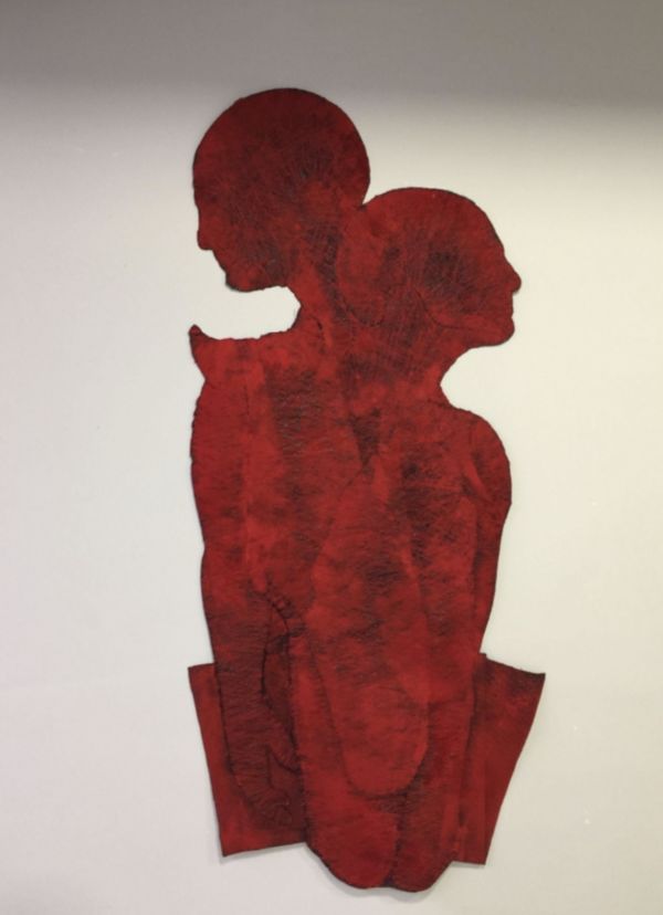 The Waiting, 2020, Sewing thread and textile materials, 50 x 115 cm.