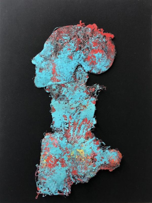 Portrait 2, 2020, Sewing thread and textile materials, 50 x 70 cm.