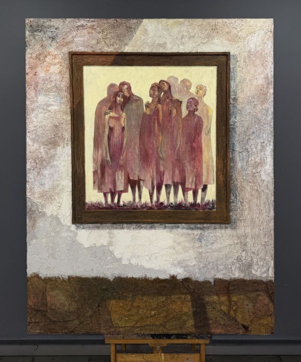 Cross-section, 2025, Acrylic silicone sealant on canvas, 114 x 146 cm.