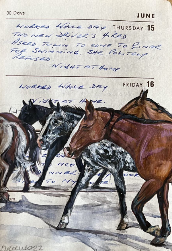 Daily Diary II, 2022, Gouache on paper, 8 x 6 cm.