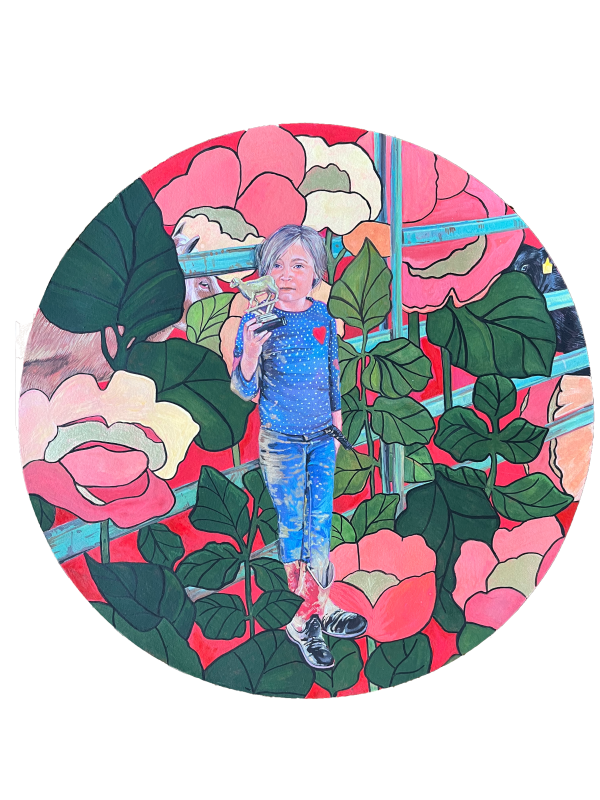 Isabel With Her Trophy I, 2023, Gouache on paper, 30 x 30 cm.