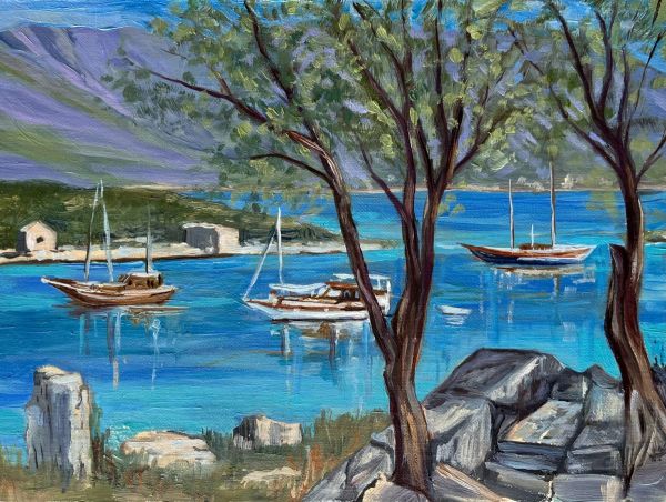 Plein Air, Sketch III, Sedir Island, 2023, Oil on panel, 13 x 18 cm.