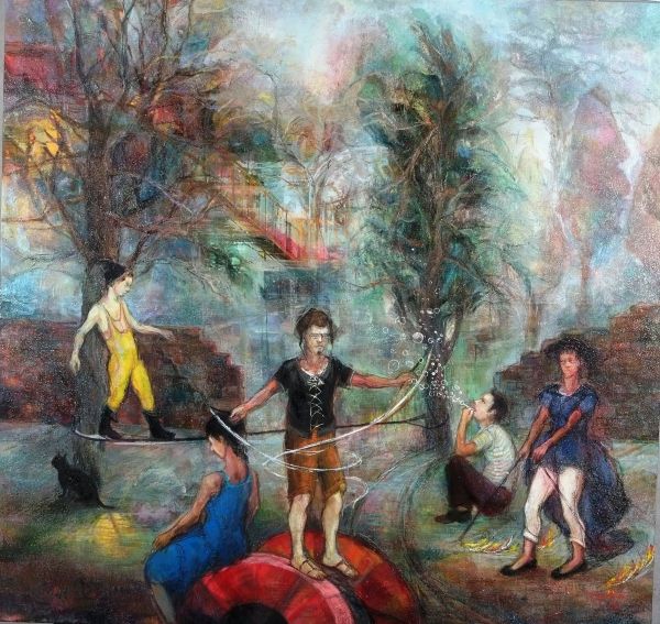 Idle Wanderers, 2016, Oil on canvas, 130 x 135 cm.