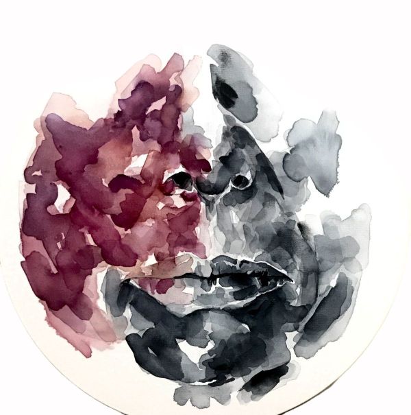 Stain Series 24, 2024, Watercolor on paper, Çap 49 cm.