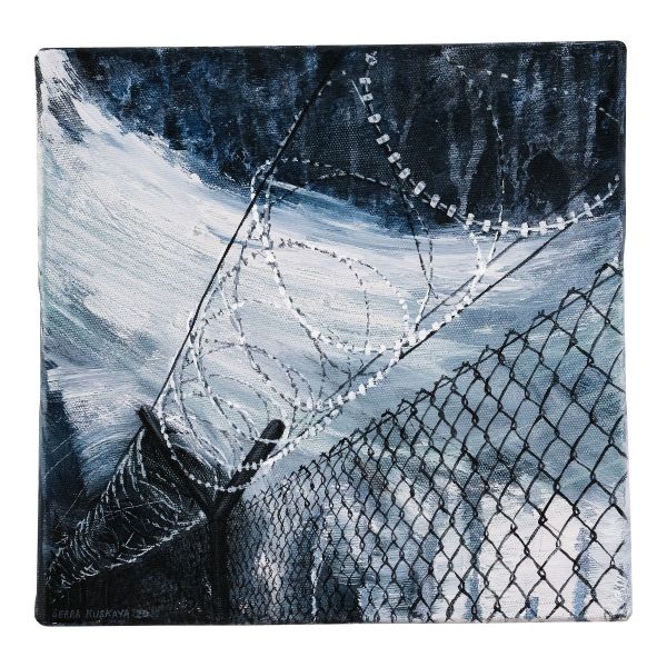 Barrier, 2021, Acrylic on canvas, 25 x 25 cm.