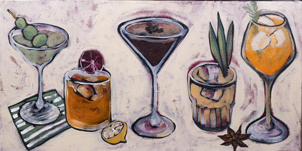 Cocktails, 2025, Oil on canvas, 25x50 cm
