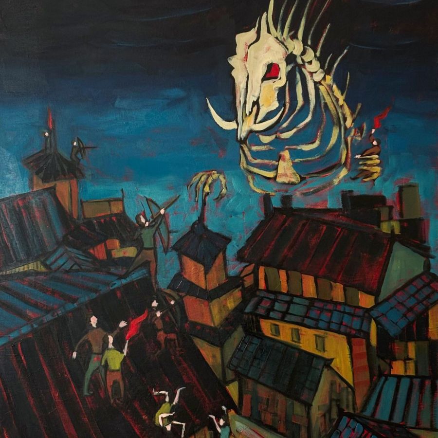 Su Alara Acerol, Gojira, 2025, Tuval üzerine yağlı boya, 92 x 65 cm.