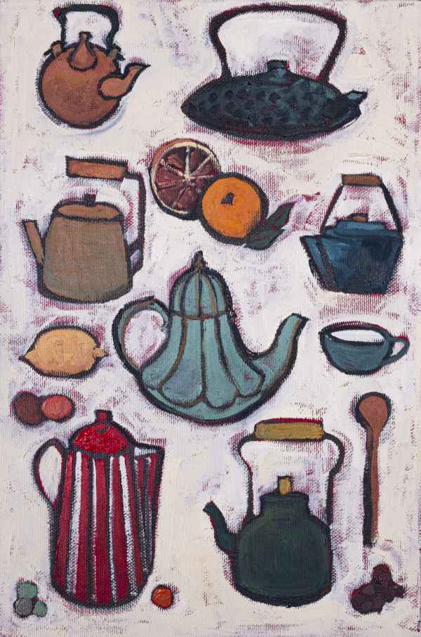 Teapots, 2024, Oil on canvas, 30x20 cm
