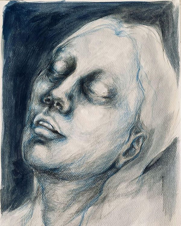 Sleepers Series, III, 2023, mixed media on paper, 42 x 29 cm.