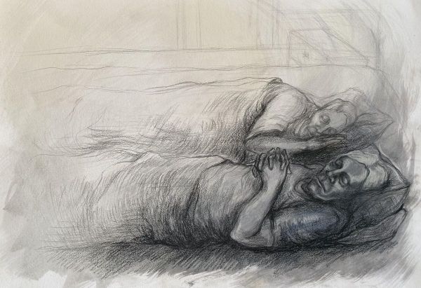 Sleepers Series, VIII, 2023, Mixed technique on paper, 50 x 35 cm.