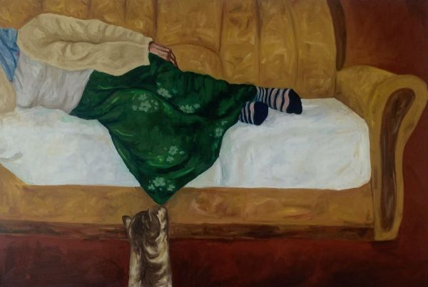 My Mother's Stitches II, 2025, Oil on canvas, 82 x 120 cm.