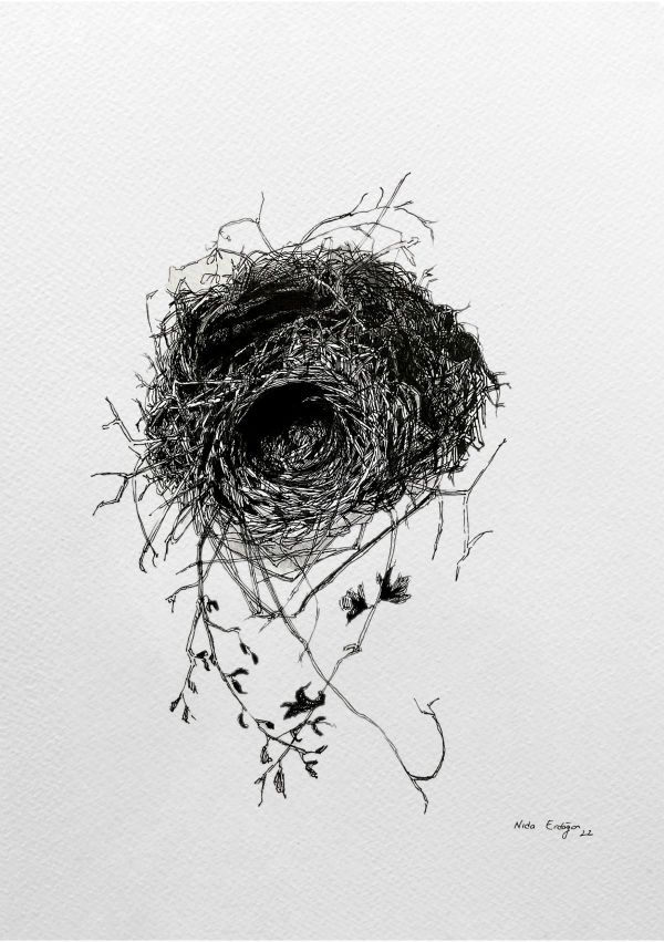 Bird Series No.8, 2022, Ink on paper, 21 x 29,7 cm.