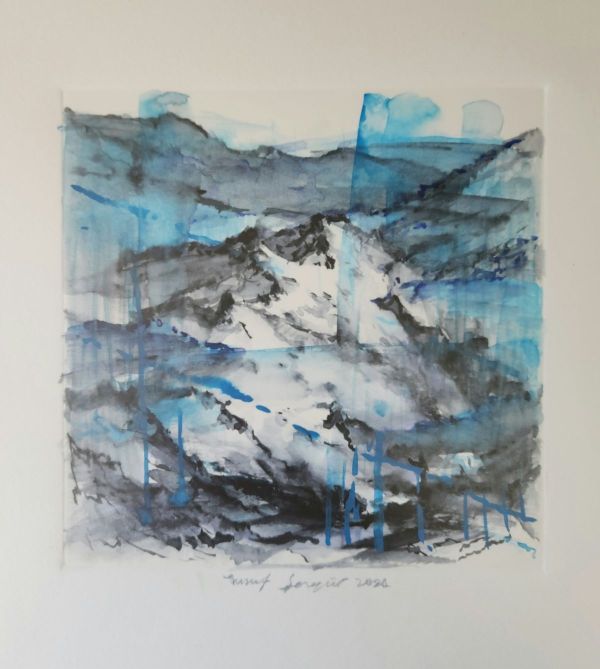 Mountain Sketch, 2021, Watercolour on paper, 15 x 15 cm.