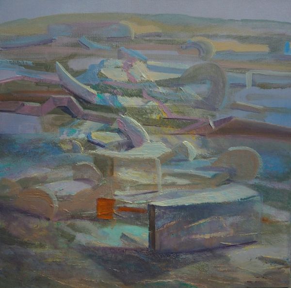 Walls and Forms, 2023, Oil on canvas, 40 x 40 cm.