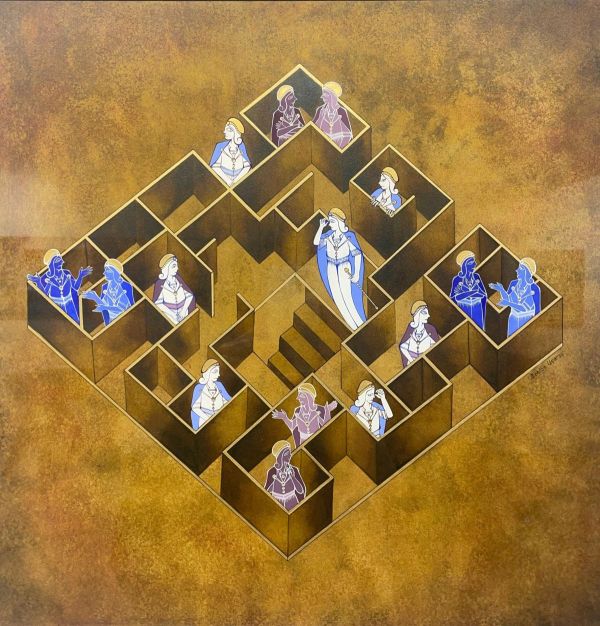 Kayıp Işık, 2026, Acrylic, gouache, gold(22k), 50 x 50 cm.