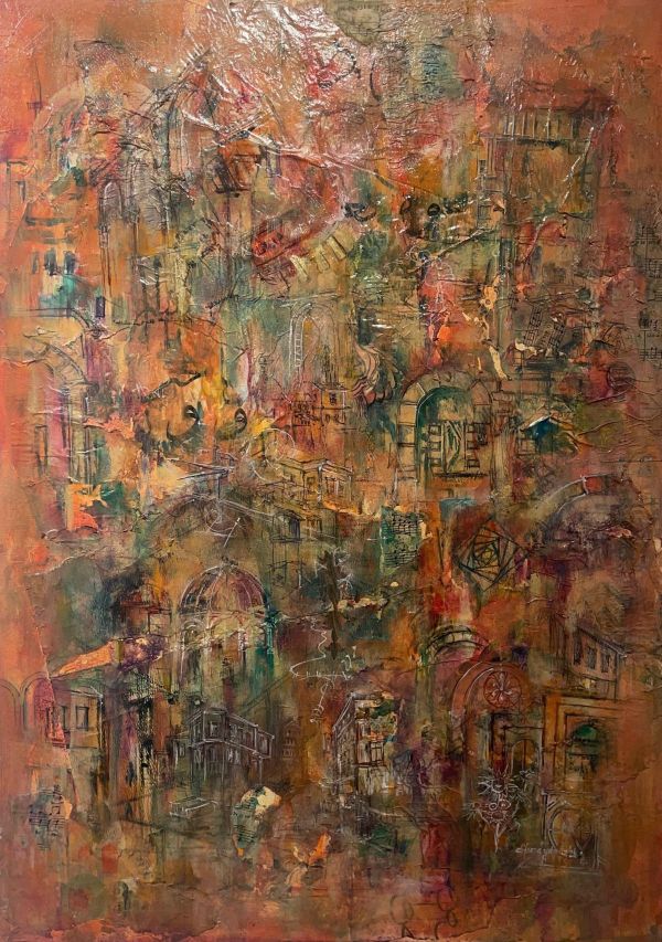 Nucleus, 2026, Mixed media collage, 50 x 70 cm.