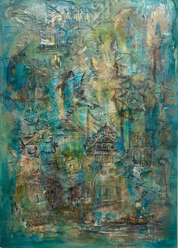 Aurora, 2026, Mixed media collage, 50 x 70 cm.