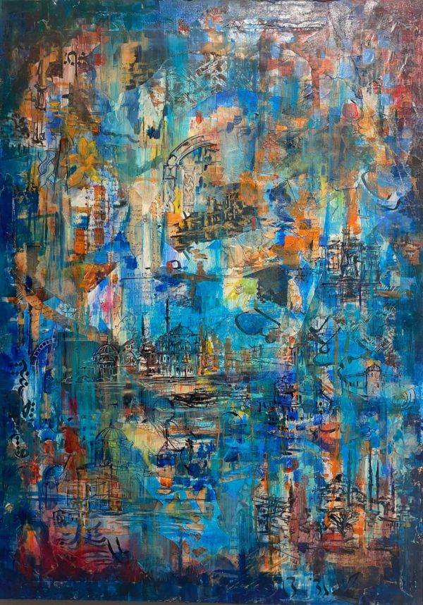 Stillness, 2026, Mixed media collage, 50 x 70 cm.