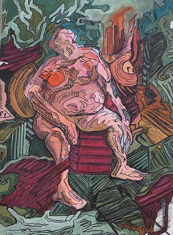 Hierarchy of Norms, 2022, Mixed media on canvas, 40 x 30 cm.