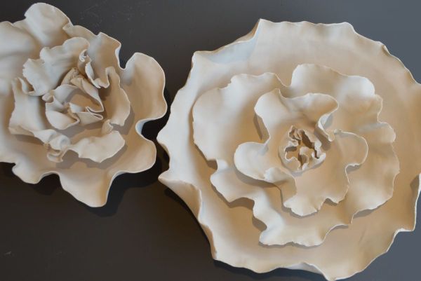 Flowers, 2023, White porcelain, hand sculpting, 70 x 21 cm