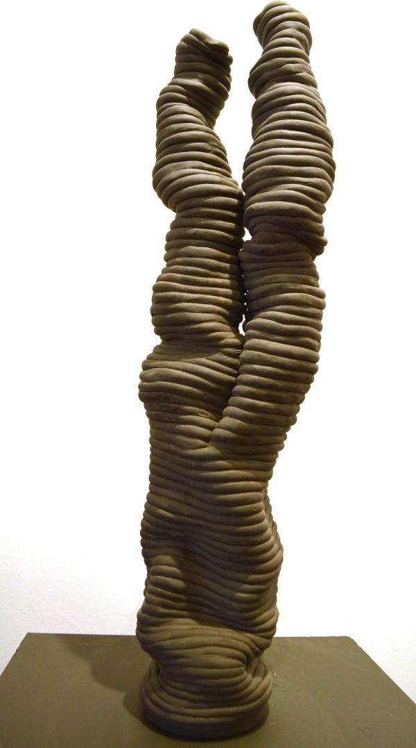 Black 2 - Figure, 2023, Black stoneware, sausage technique, hand shaping, 64 x 20 x 43 cm