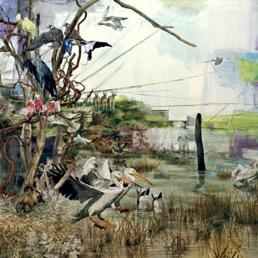 Huri Kiriş, "Untitled", 2023, Oil on canvas, 150 x 250 cm.