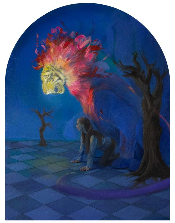 To Seek Shelter in Anger, 2024, Oil on wooden panel, 40 x 30 cm.