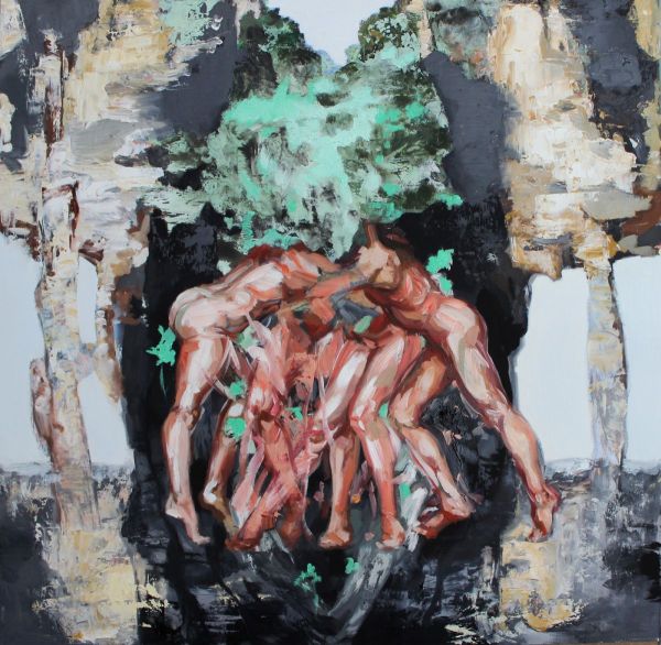 Last Remaining Green, 2020, Oil on paper, 49 x 48 cm.