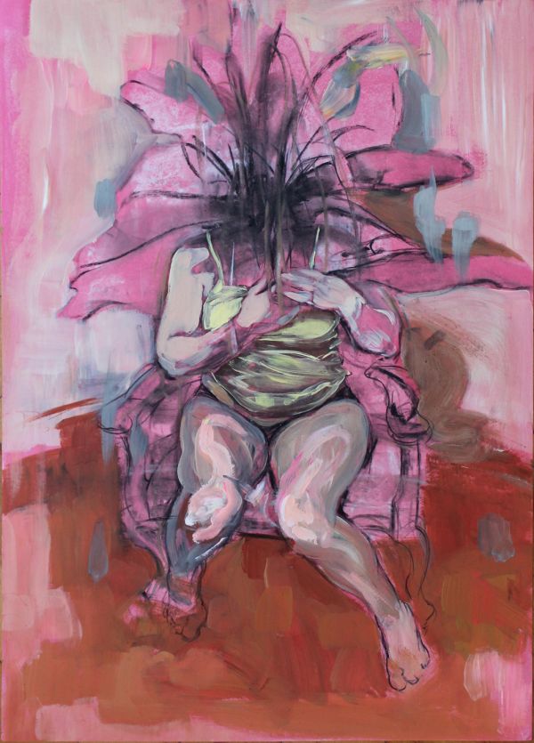 Pink Room, 2022, Oil on paper, 50 x 35 cm.