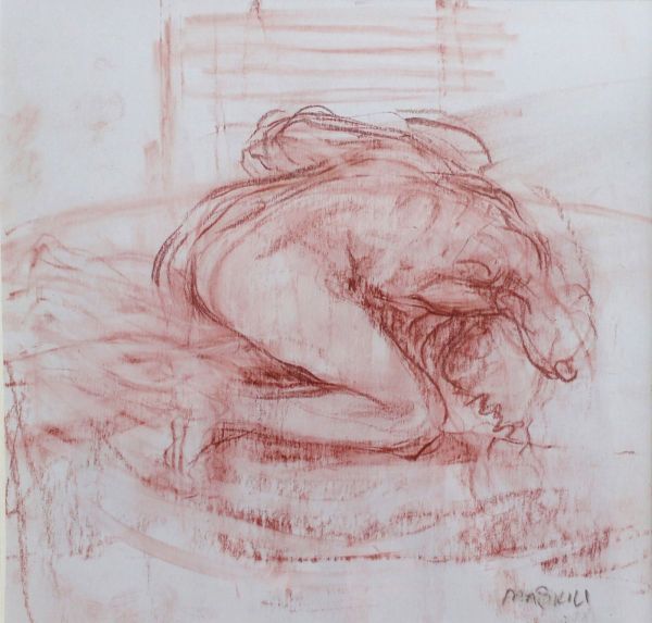 Untitled, 2018, Sanguine on paper, 30 x 30 cm.