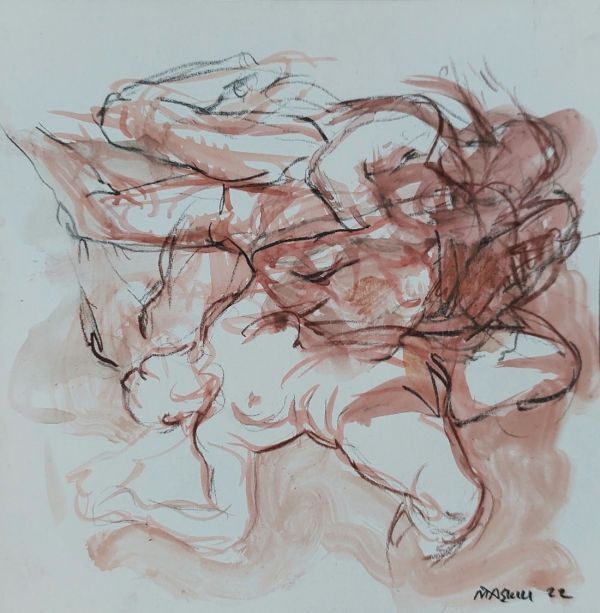 Untitled, 2022, Mixed media on paper, 18,5 x 18,5 cm