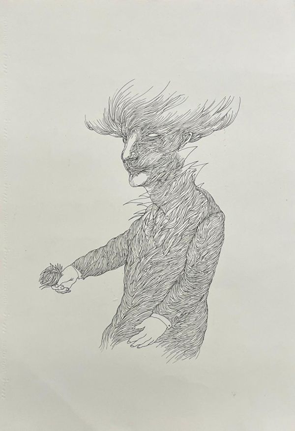 PLEASE, TAKE A ROSE., 2026, Ink on paper, 50 x 35 cm.