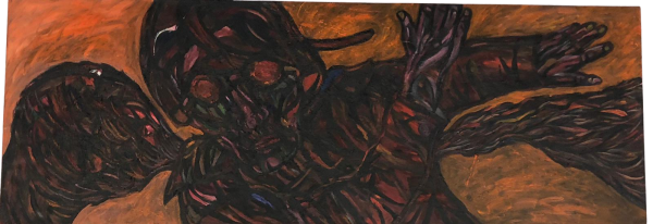 THIS WAR WILL NEVER END, 2026, Oil on canvas, 50 x 140 cm.