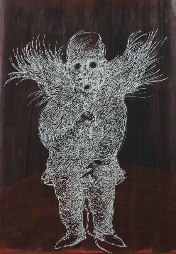 GIVE ME SOME COMFORT, 2026, Mixed media on paper, 44 x 31 cm.