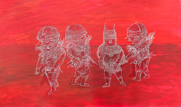 THIS OCCUPATION WILL NOT END, 2026, Mixed media on paper, 41 x 69 cm.