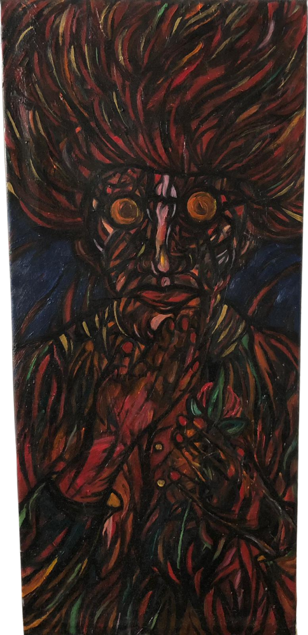 ANXIOUS EXCELLENCY, 2026, Oil on canvas, 90 x 41 cm.