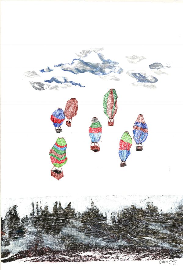 Untitled, 2024, Calligraphy drawing on paper, 56 x 38 cm.