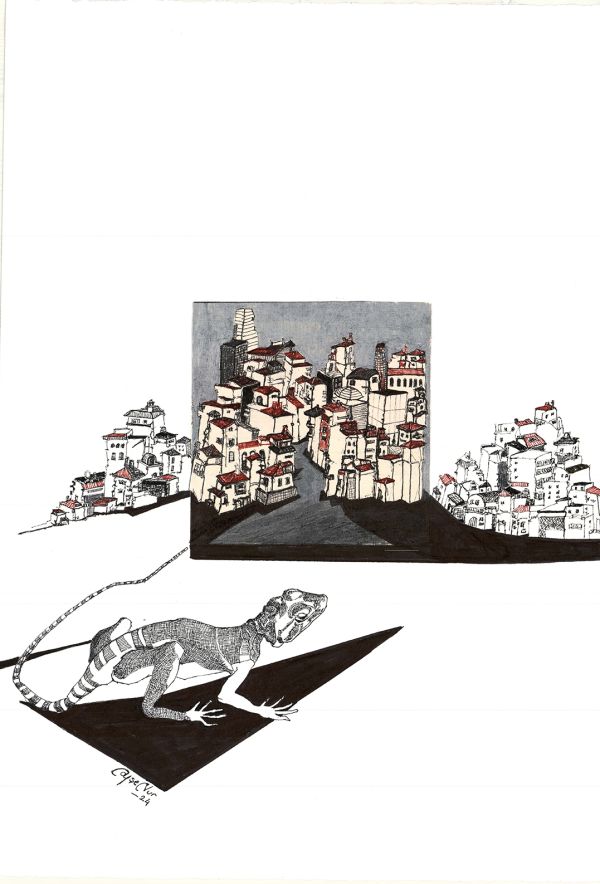 Untitled, 2024, Calligraphy drawing on paper, 56 x 38 cm.