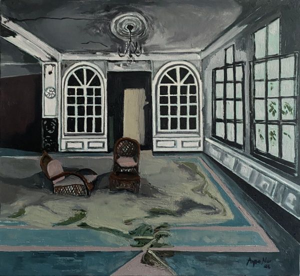 Where Have People Gone? VIII, 2024, Oil on canvas, 55 x 60 cm.