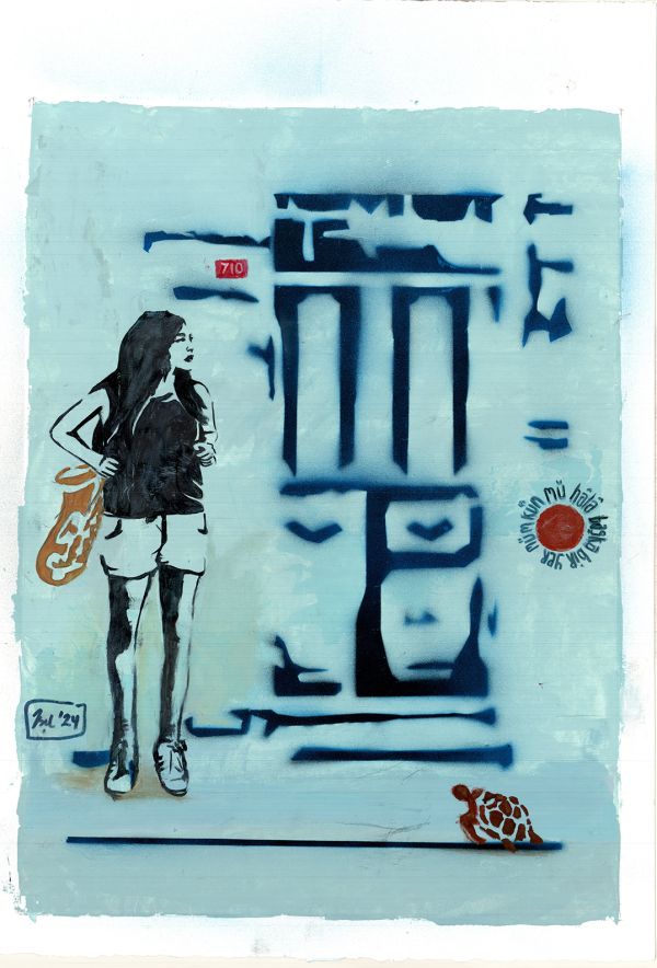 Untitled, 2024, Mixed media on paper, 56 x 38 cm.