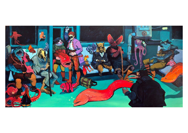 I've Stopped Using Public Transportation for Quite Some Time Already, 2025, Acrylic on canvas, 40 x 85 cm