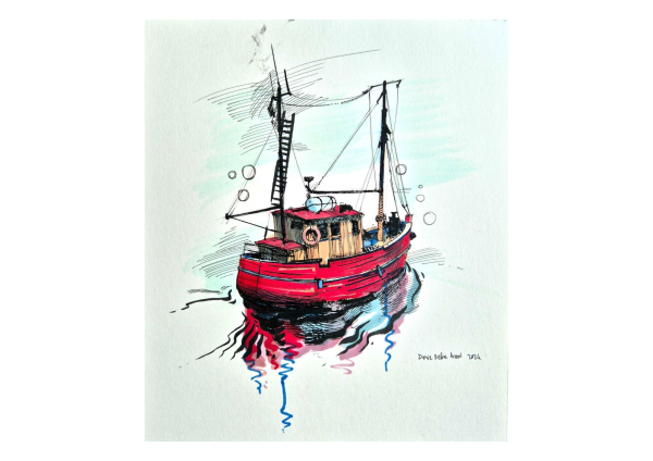 Boat IV, 2025, Watercolor on paper, 24 x 21.5 cm