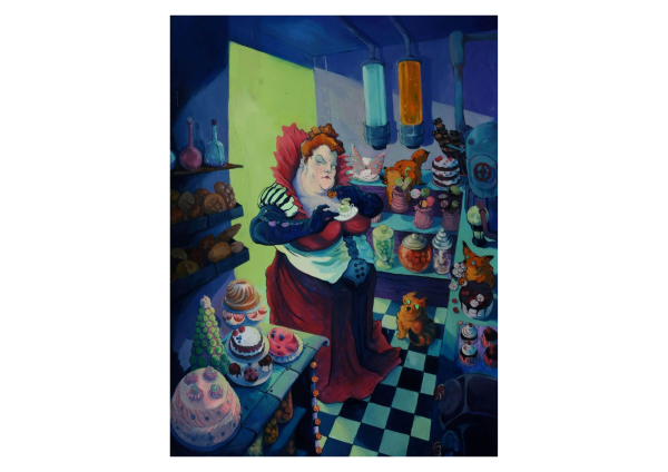 At the Patisserie, 2017, Oil on paper, 35 x 50 cm