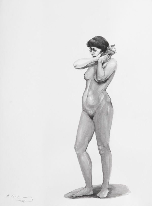 The Resonant Ebb and Flow, 2025, Ink on Paper, 75 x 55 cm.